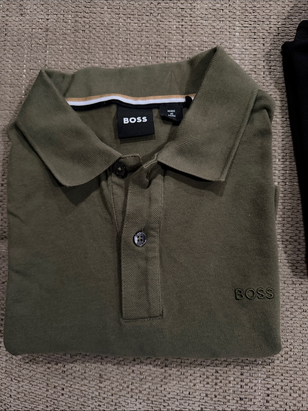BOSS Men's Olive Green Polo Shirt with Embroidered Logo